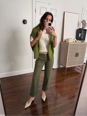 Abercrombie & Fitch Olive Green Button-Fly Jeans